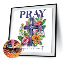 Load image into Gallery viewer, Flowers Cross Calligraphy And Painting 30*30CM(Canvas) Partial Special Shaped Drill Diamond Painting
