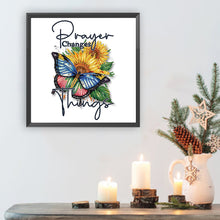 Load image into Gallery viewer, Butterfly Sunflower Calligraphy And Painting 30*30CM(Canvas) Partial Special Shaped Drill Diamond Painting
