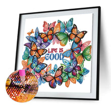 Load image into Gallery viewer, Butterfly Garland Calligraphy And Painting 30*30CM(Canvas) Partial Special Shaped Drill Diamond Painting
