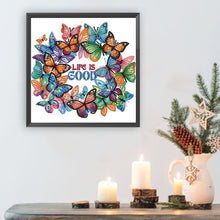 Load image into Gallery viewer, Butterfly Garland Calligraphy And Painting 30*30CM(Canvas) Partial Special Shaped Drill Diamond Painting
