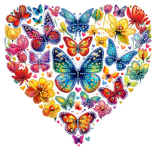 Butterfly Love Calligraphy And Painting 30*30CM(Canvas) Partial Special Shaped Drill Diamond Painting