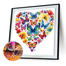 Load image into Gallery viewer, Butterfly Love Calligraphy And Painting 30*30CM(Canvas) Partial Special Shaped Drill Diamond Painting
