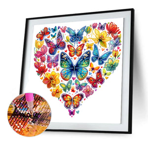 Butterfly Love Calligraphy And Painting 30*30CM(Canvas) Partial Special Shaped Drill Diamond Painting