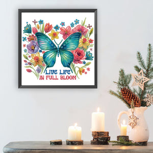 Butterfly Flowers Calligraphy And Painting 30*30CM(Canvas) Partial Special Shaped Drill Diamond Painting