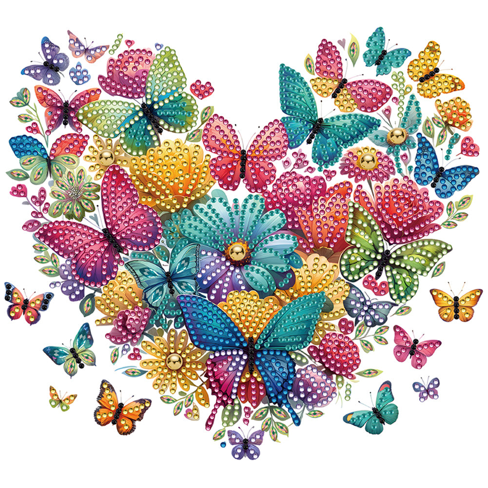 Butterfly Love Calligraphy And Painting 30*30CM(Canvas) Partial Special Shaped Drill Diamond Painting