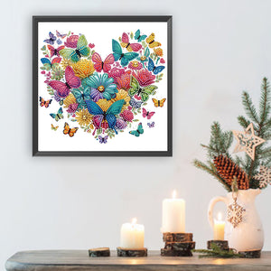 Butterfly Love Calligraphy And Painting 30*30CM(Canvas) Partial Special Shaped Drill Diamond Painting