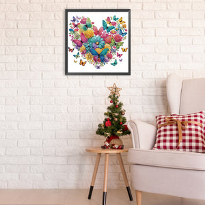 Butterfly Love Calligraphy And Painting 30*30CM(Canvas) Partial Special Shaped Drill Diamond Painting