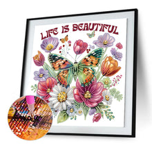 Load image into Gallery viewer, Butterfly Flower Calligraphy And Painting 30*30CM(Canvas) Partial Special Shaped Drill Diamond Painting
