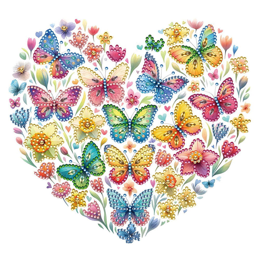 Butterfly Love Calligraphy And Painting 30*30CM(Canvas) Partial Special Shaped Drill Diamond Painting