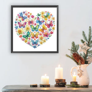 Butterfly Love Calligraphy And Painting 30*30CM(Canvas) Partial Special Shaped Drill Diamond Painting