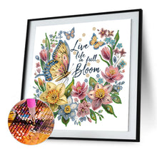 Load image into Gallery viewer, Butterfly Flower Calligraphy And Painting 30*30CM(Canvas) Partial Special Shaped Drill Diamond Painting
