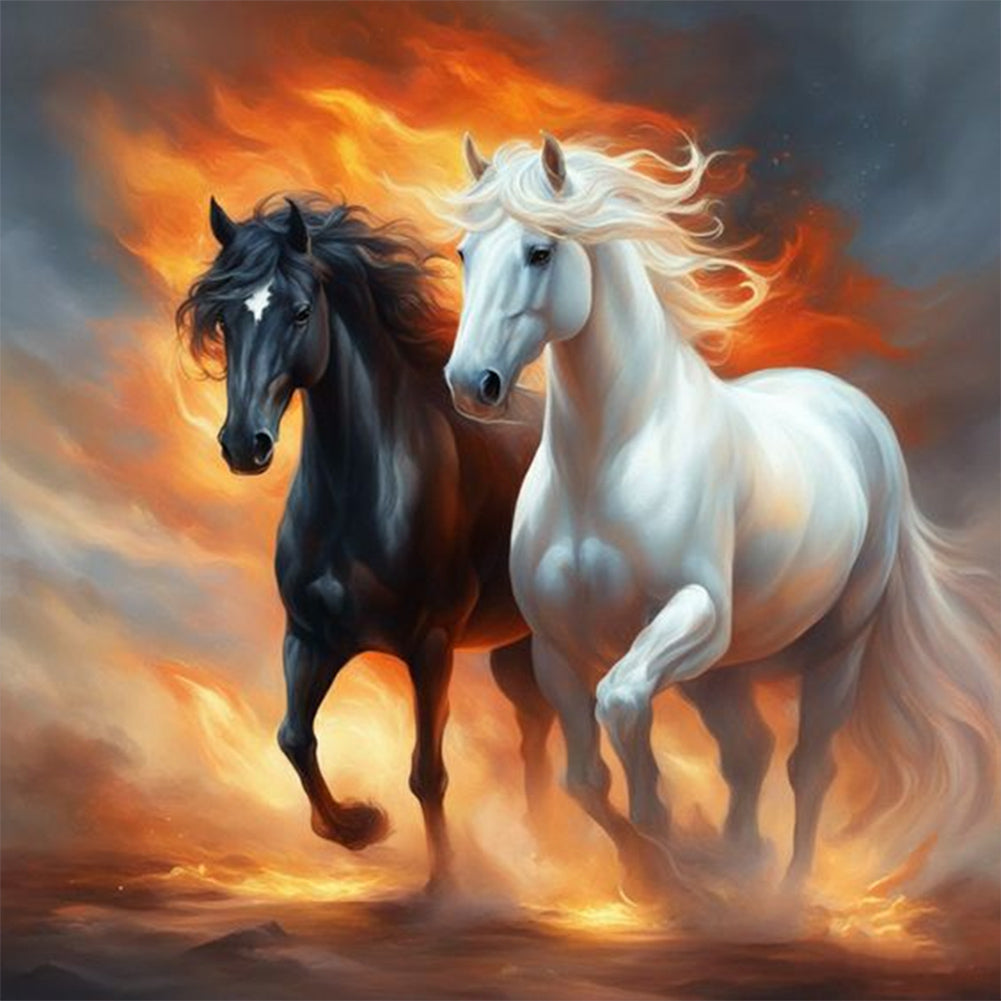 Horses 30*30CM(Canvas) Full Round Drill Diamond Painting