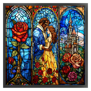 Glass Painting-Beauty And The Beast - 50*50CM 14CT Stamped Cross Stitch