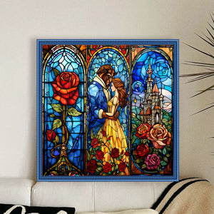 Glass Painting-Beauty And The Beast - 50*50CM 14CT Stamped Cross Stitch