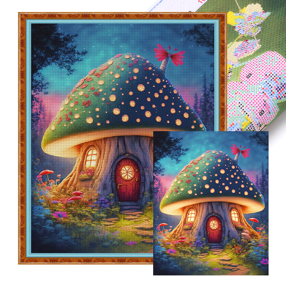 Mushroom House - 50*60CM 16CT Stamped Cross Stitch