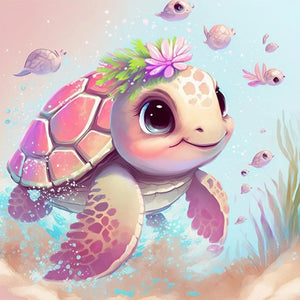 Pink Sea Turtle 30*30CM(Canvas) Full Round Drill Diamond Painting