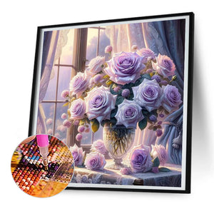 Window Vase 30*30CM(Canvas) Full Round Drill Diamond Painting