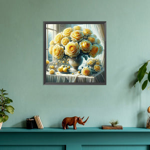 Window Vase 30*30CM(Canvas) Full Round Drill Diamond Painting