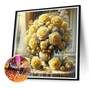 Window Vase 30*30CM(Canvas) Full Round Drill Diamond Painting