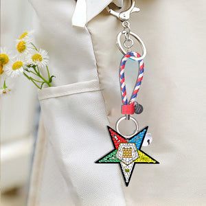 Double Sided Diamond Painting Keychain Pendant for Beginners Adults(Sigma Badge)
