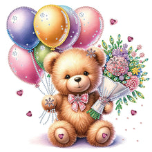 Load image into Gallery viewer, Birthday Teddy Bear 30*30CM(Canvas) Partial Special Shaped Drill Diamond Painting
