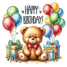 Load image into Gallery viewer, Birthday Teddy Bear 30*30CM(Canvas) Partial Special Shaped Drill Diamond Painting
