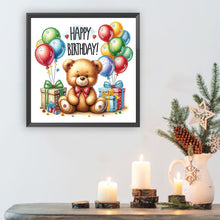 Load image into Gallery viewer, Birthday Teddy Bear 30*30CM(Canvas) Partial Special Shaped Drill Diamond Painting
