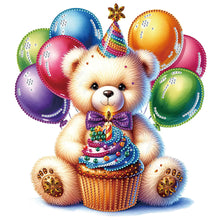 Load image into Gallery viewer, Birthday Teddy Bear 30*30CM(Canvas) Partial Special Shaped Drill Diamond Painting
