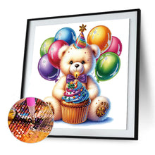 Load image into Gallery viewer, Birthday Teddy Bear 30*30CM(Canvas) Partial Special Shaped Drill Diamond Painting
