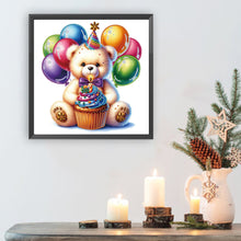 Load image into Gallery viewer, Birthday Teddy Bear 30*30CM(Canvas) Partial Special Shaped Drill Diamond Painting
