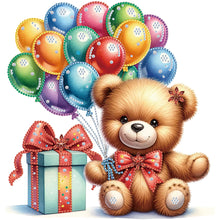 Load image into Gallery viewer, Birthday Teddy Bear 30*30CM(Canvas) Partial Special Shaped Drill Diamond Painting
