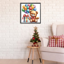 Load image into Gallery viewer, Birthday Teddy Bear 30*30CM(Canvas) Partial Special Shaped Drill Diamond Painting
