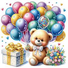 Load image into Gallery viewer, Birthday Teddy Bear 30*30CM(Canvas) Partial Special Shaped Drill Diamond Painting
