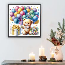 Load image into Gallery viewer, Birthday Teddy Bear 30*30CM(Canvas) Partial Special Shaped Drill Diamond Painting
