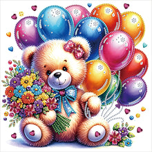 Load image into Gallery viewer, Birthday Teddy Bear 30*30CM(Canvas) Partial Special Shaped Drill Diamond Painting
