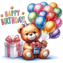 Load image into Gallery viewer, Birthday Teddy Bear 30*30CM(Canvas) Partial Special Shaped Drill Diamond Painting
