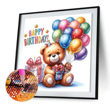 Load image into Gallery viewer, Birthday Teddy Bear 30*30CM(Canvas) Partial Special Shaped Drill Diamond Painting
