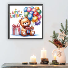 Load image into Gallery viewer, Birthday Teddy Bear 30*30CM(Canvas) Partial Special Shaped Drill Diamond Painting
