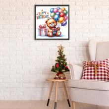 Load image into Gallery viewer, Birthday Teddy Bear 30*30CM(Canvas) Partial Special Shaped Drill Diamond Painting
