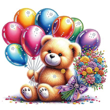 Load image into Gallery viewer, Birthday Teddy Bear 30*30CM(Canvas) Partial Special Shaped Drill Diamond Painting
