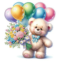 Load image into Gallery viewer, Birthday Teddy Bear 30*30CM(Canvas) Partial Special Shaped Drill Diamond Painting
