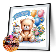 Load image into Gallery viewer, Birthday Teddy Bear 30*30CM(Canvas) Partial Special Shaped Drill Diamond Painting
