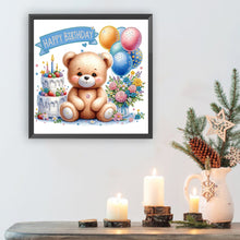 Load image into Gallery viewer, Birthday Teddy Bear 30*30CM(Canvas) Partial Special Shaped Drill Diamond Painting
