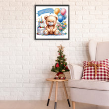 Load image into Gallery viewer, Birthday Teddy Bear 30*30CM(Canvas) Partial Special Shaped Drill Diamond Painting
