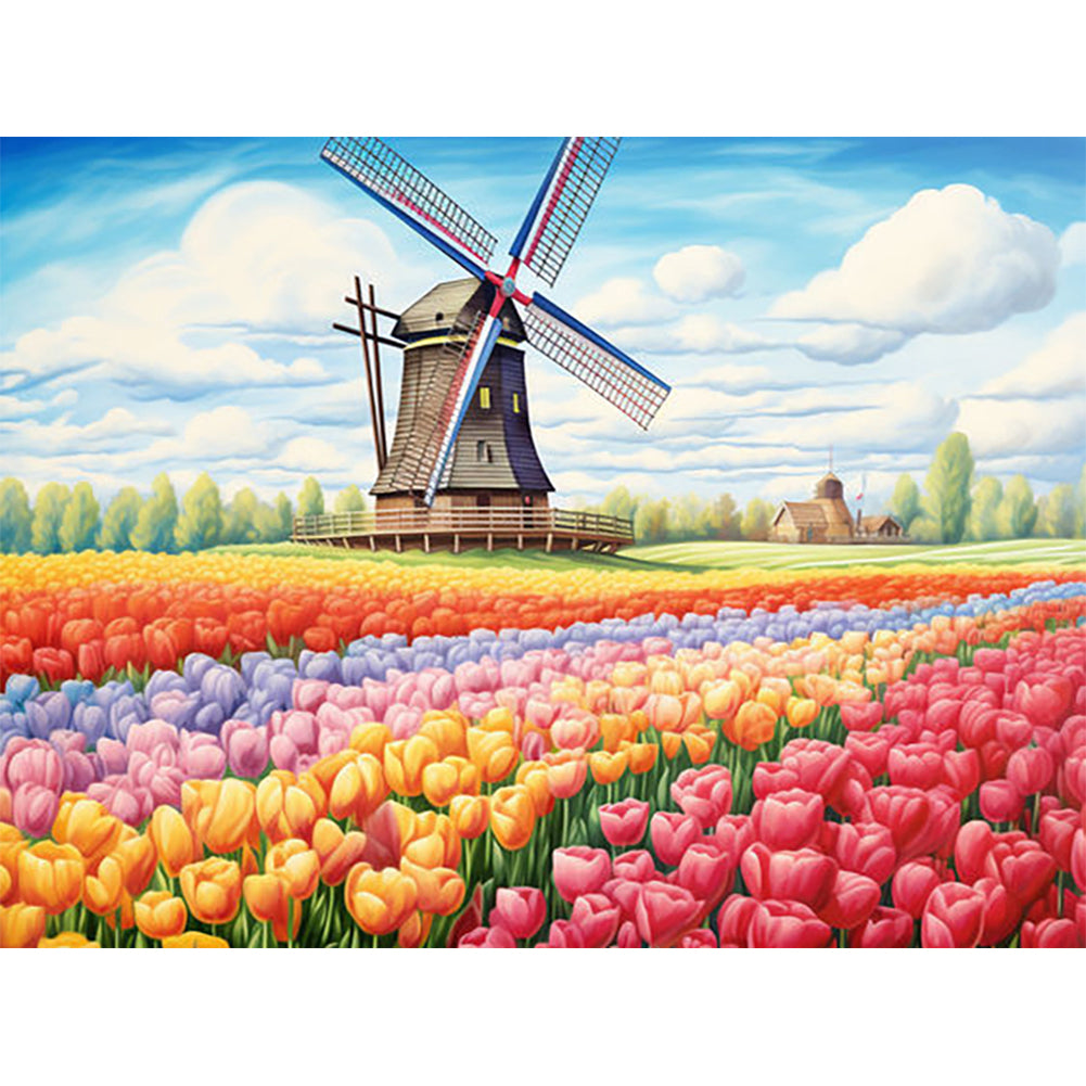 Colorful Flowers 40*30CM(Canvas) Full Round Drill Diamond Painting