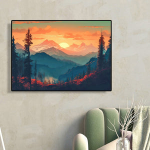 Hillside Sunset 40*30CM(Canvas) Full Round Drill Diamond Painting