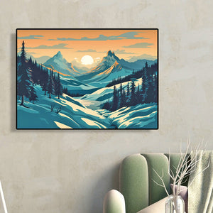 Hillside Sunset 40*30CM(Canvas) Full Round Drill Diamond Painting