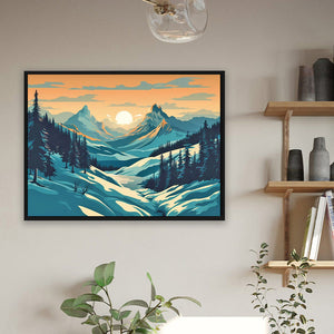 Hillside Sunset 40*30CM(Canvas) Full Round Drill Diamond Painting