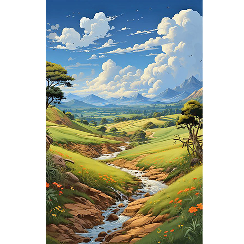 Hillside Fields 40*60CM(Canvas) Full Round Drill Diamond Painting