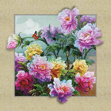 Load image into Gallery viewer, Blooming Peonies And Butterflies 50*50CM(Canvas) Full Round Drill Diamond Painting
